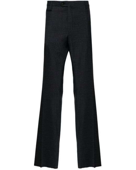 Corneliani Black Checked Tailored Wool Trousers for men
