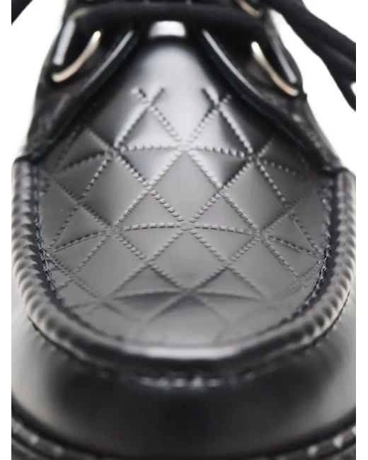 George Cox Black Leather Boat Shoes for men