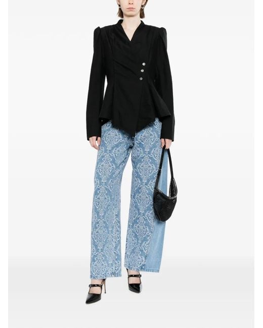 FETICO Black Draped Wrap Blazer