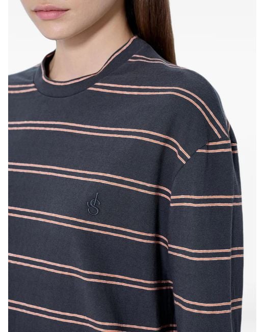 Jil Sander Blue Striped Cotton T-Shirt