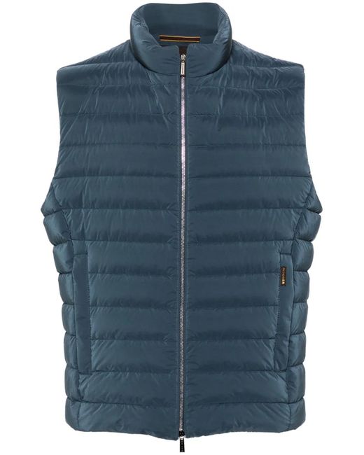 Moorer Blue Stand-Up Collar Padded Gilet for men