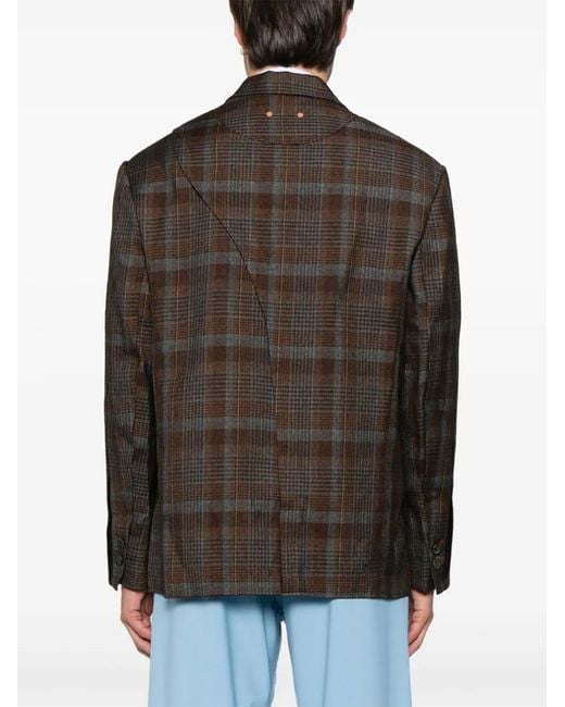 ANDERSSON BELL Brown Soe-Check Double-Breasted Blazer for men