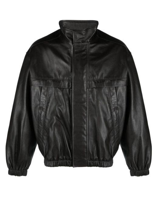 Lemaire Black Boxy-fit Leather Blouson for men