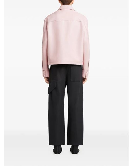 メンズ Courreges ダブルポケット レザージャケット Pink