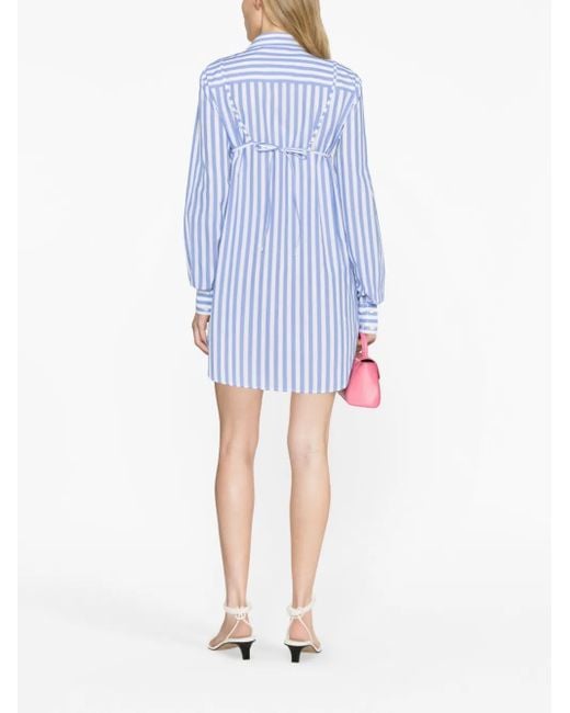 Staud Blue Alita Striped Poplin Shirtdress
