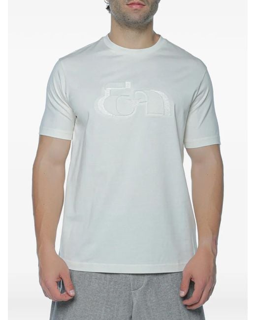 Emporio Armani Blue Logo-Embroidered T-Shirt for men