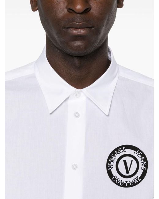 Versace White V-emblem Poplin Shirt for men