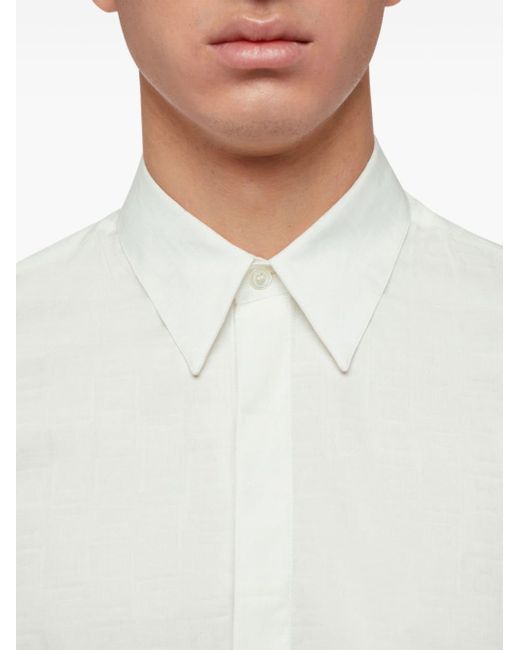 Ferragamo White Monogramed Cotton Shirt for men