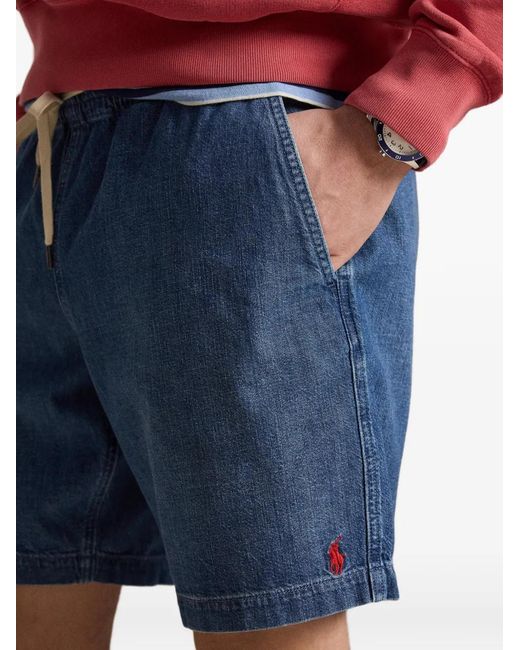 Polo Ralph Lauren Blue Prepster Polo 8.15" Cotton Denim Shorts With Pony Embroidery for men
