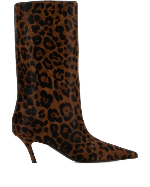 AMINA MUADDI Brown 60Mm Fiona Animal-Print Boots