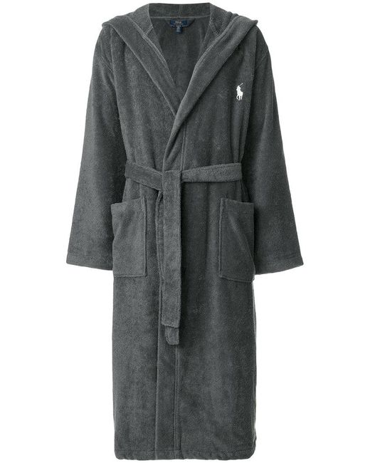 Polo Ralph Lauren Gray Hooded Oversized Robe for men