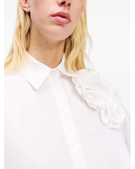 Karl Lagerfeld White Floral Appliqué Shirt