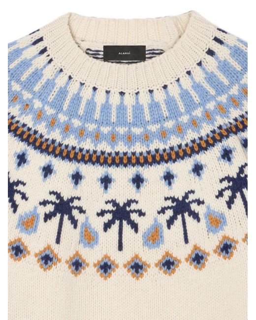 Alanui Blue Jacquard-Knit Fair Isle Sweater for men