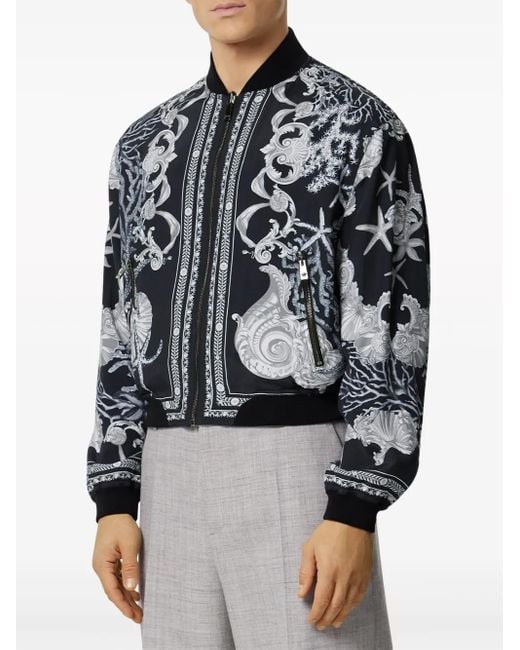 Versace Black Reversible Baroque Sea Jacket for men
