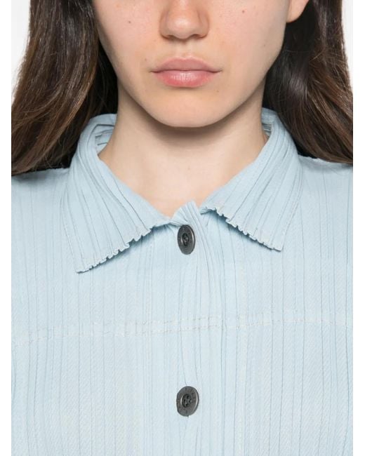 Pleats Please Issey Miyake Blue Pleated Shirt