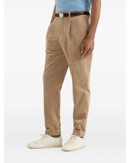 Brunello Cucinelli Natural Comfort Cotton And Cashmere Corduroy Trousers With Pleat for men