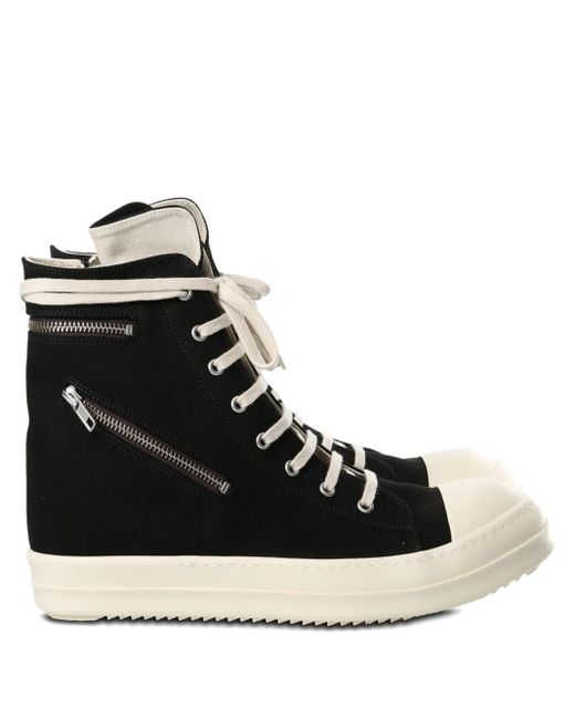 Rick Owens Black Lace-Up Zip Sneakers for men