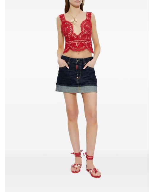 DSquared² Red Sophie Lace Blouse