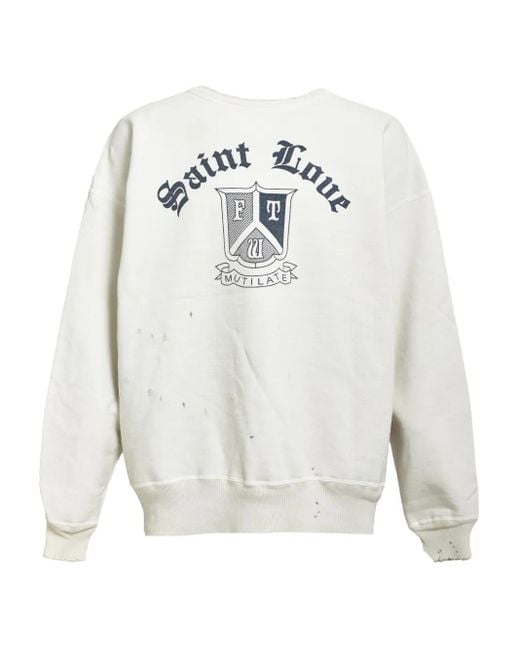 SAINT Mxxxxxx Men's White Crew-Neck Sweatshirt