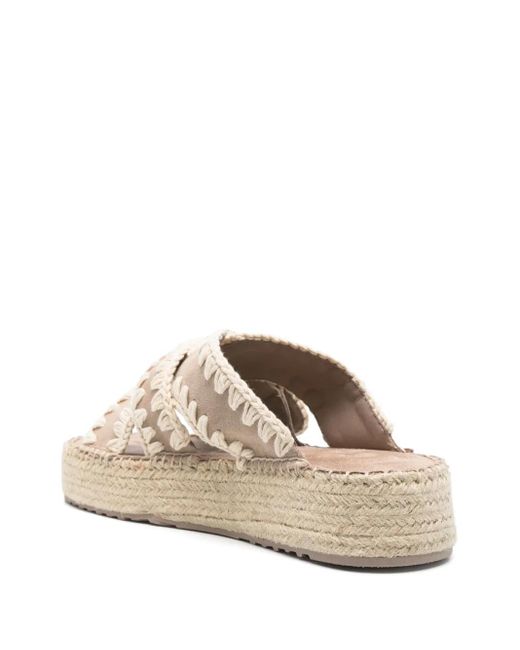 Mou White Jute Leather Heeled Sandals