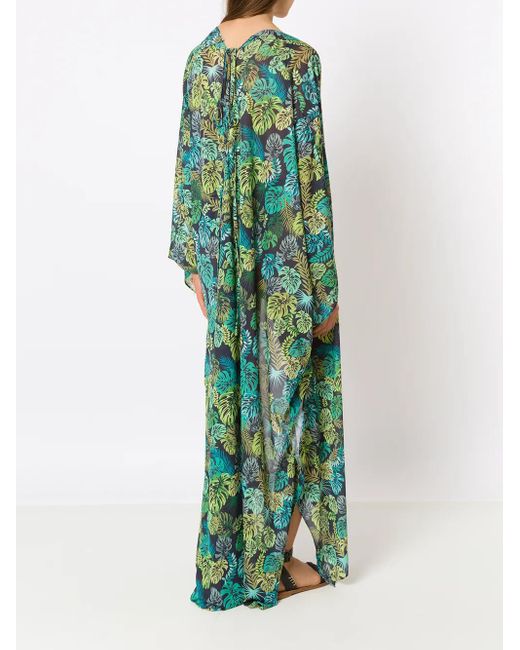 Amir Slama Green Tropical Print Kaftan
