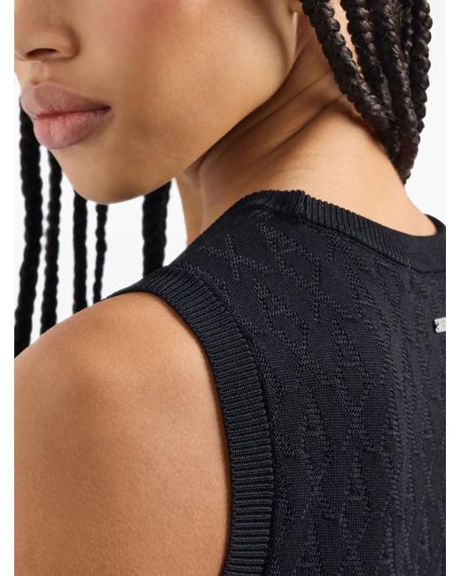 ARMANI EXCHANGE Black Monogram-Knit Dress