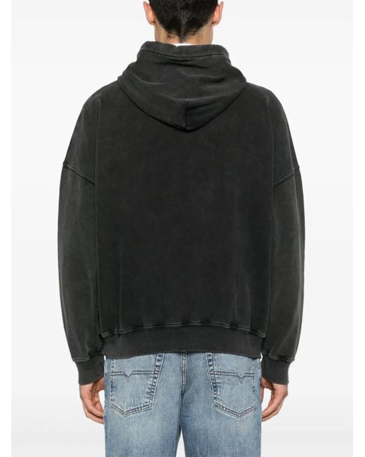 Gcds Black Logo-Patch Hoodie for men