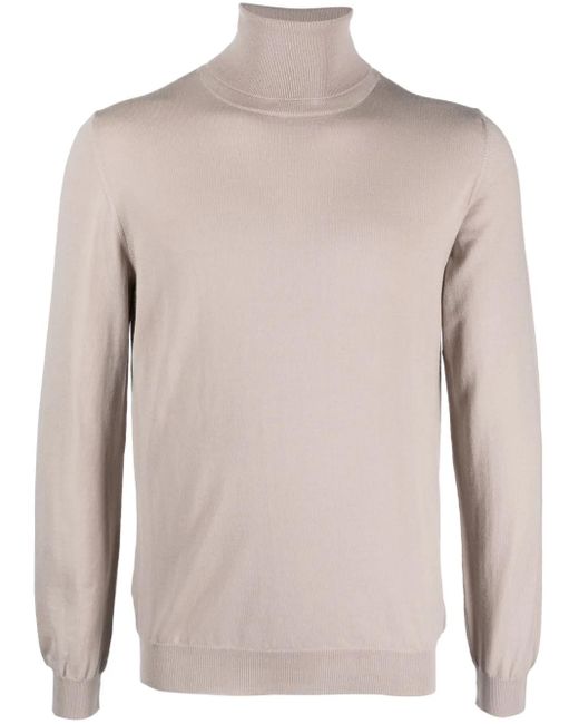 Zanone Brown Roll-Neck Fine-Knit Jumper for men