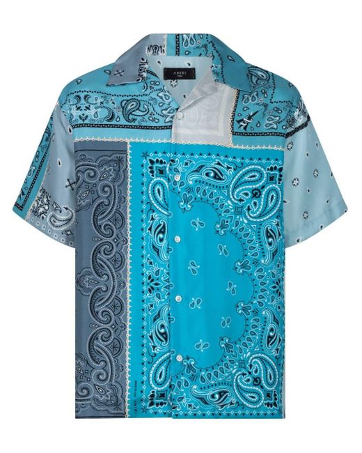 Amiri Bandana-print "blue" Silk Shirt for men