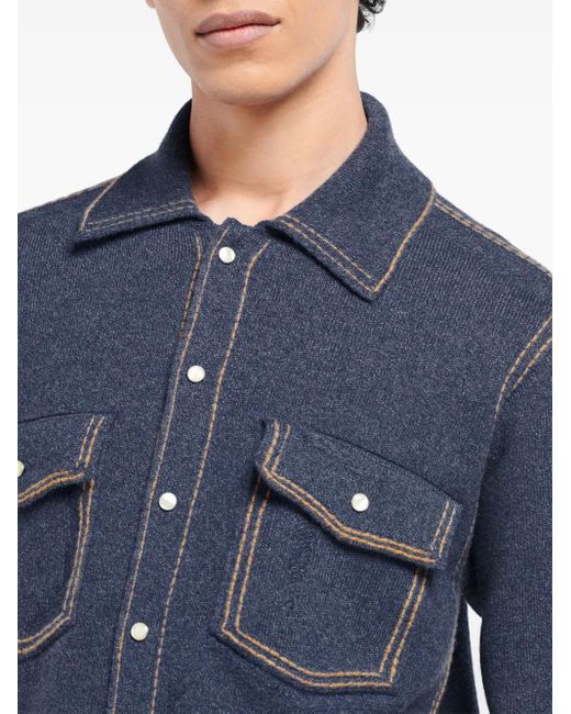 Barrie Blue Knitted Overshirt for men