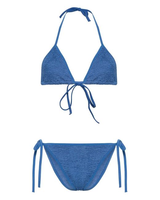 Hunza G Gina Metallic Seersucker Bikini in Blue | Lyst