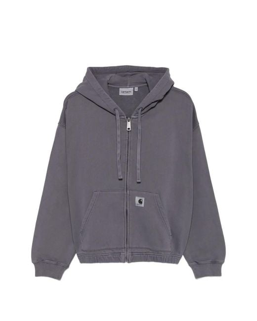 Carhartt Gray Logo-Patch Zip-Up Hoodie