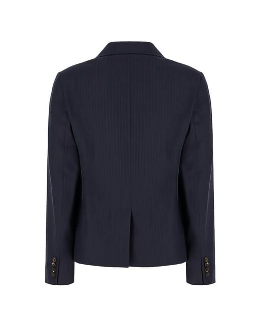 Max Mara Blue Pinstripe Button Jacket