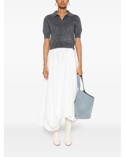 Lisa Yang Gray Short-Sleeve Polo Top