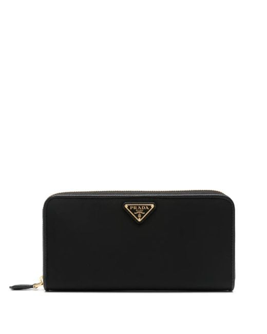 Prada Black Triangle-Logo Continental Wallet