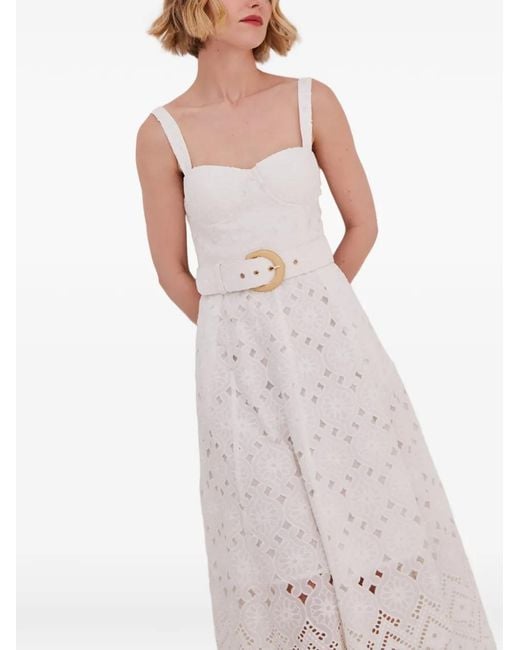 Cara Cara White Calypso Eyelet Bustier Midi Dress