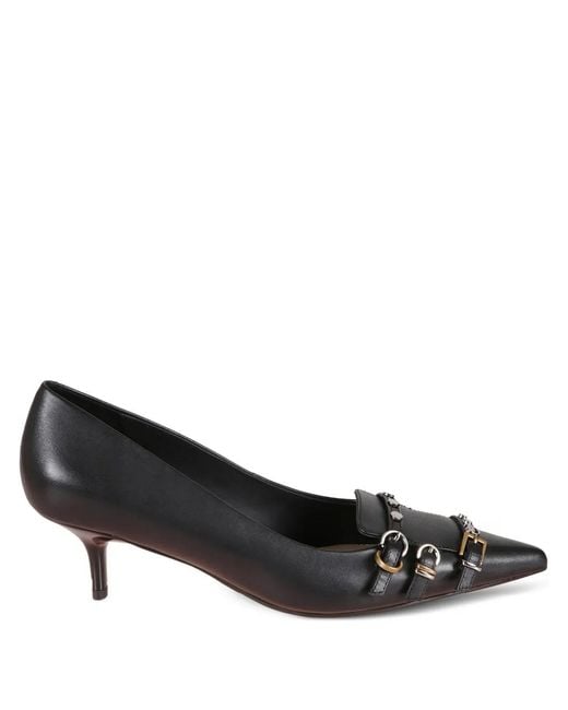 Pinko Black Pointed Toe Pumps With Decorative Buckles