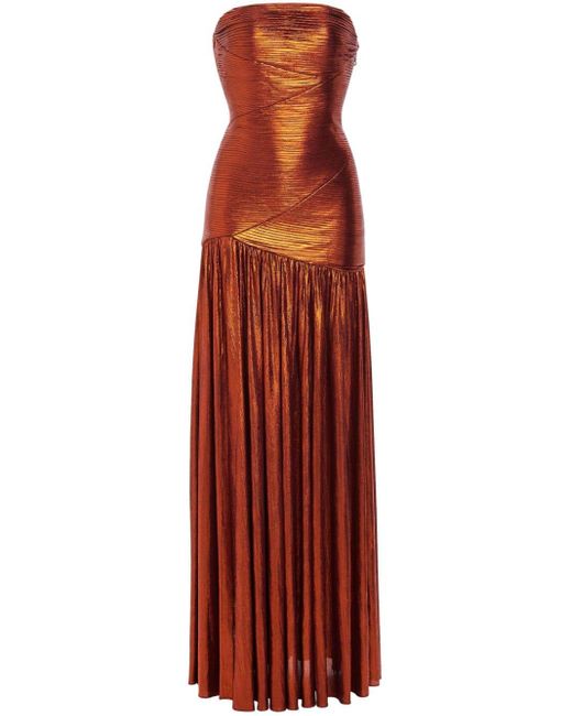 retroféte Red Chantal Metallic Maxi Dress