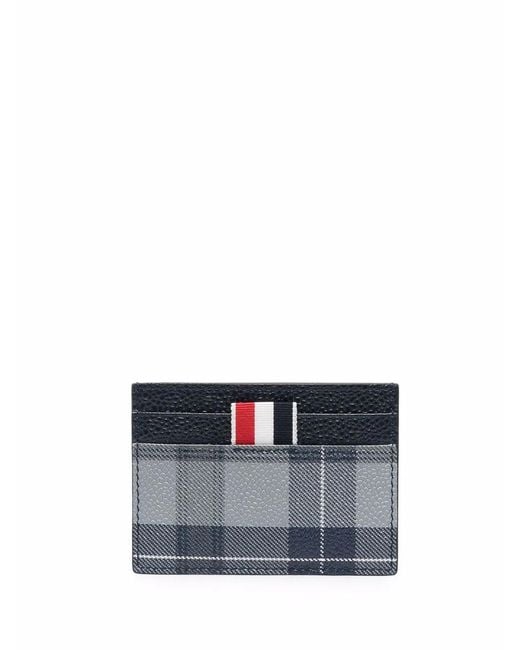 Thom Browne Blue Tartan-Print Cardholder for men