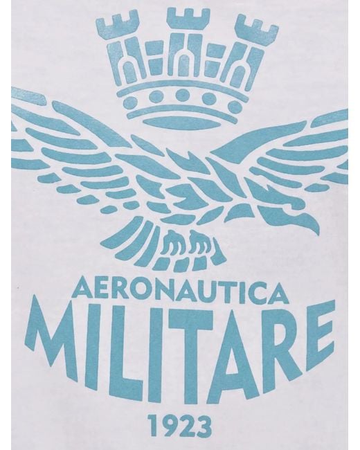 Aeronautica Militare Blue Logo-Print T-Shirt