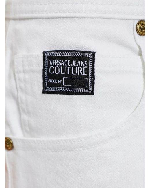 Versace Jeans Couture White Logo-Patch Denim Shorts