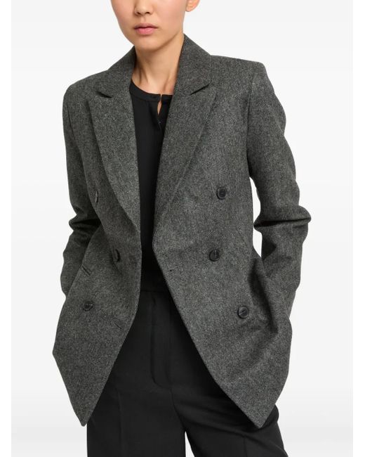 Yves Salomon Black Double-Breasted Fitted Jacket