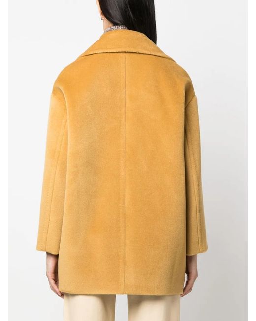 Max Mara Yellow Gio Double-Breasted Alpaca Wool Blend Coat