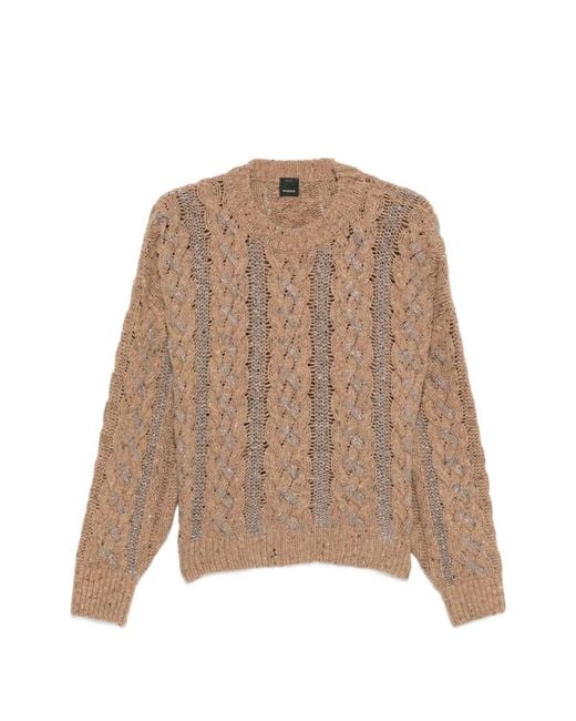 Pinko Natural Cable-Knit Sweater