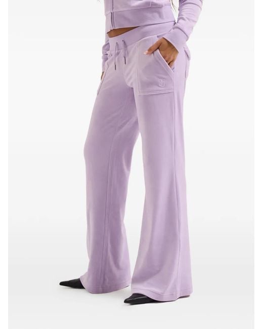 Juicy Couture Purple Low-Rise Velour Track Pants