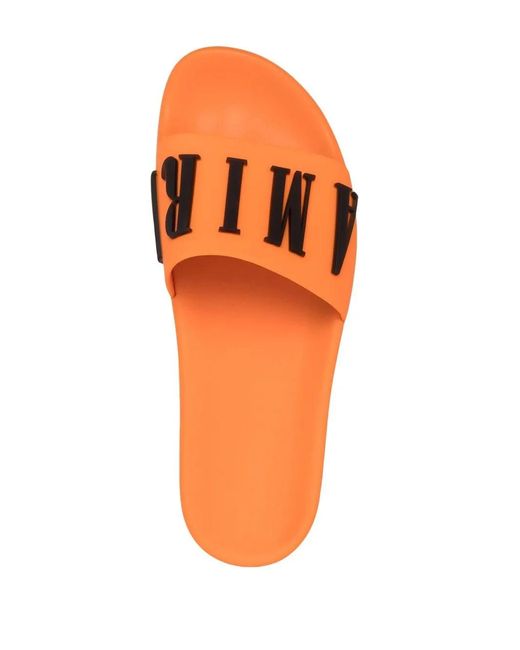 Amiri Orange Logo-Embossed Slides for men