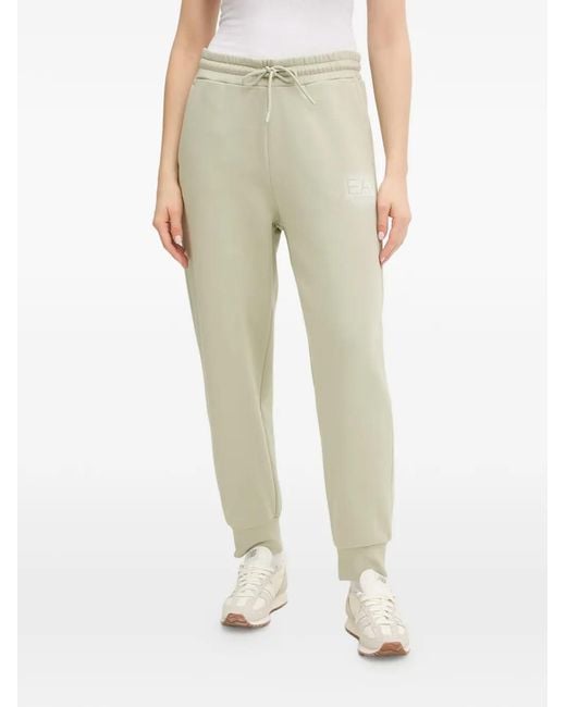 EA7 Natural Logo-Print Track Pants