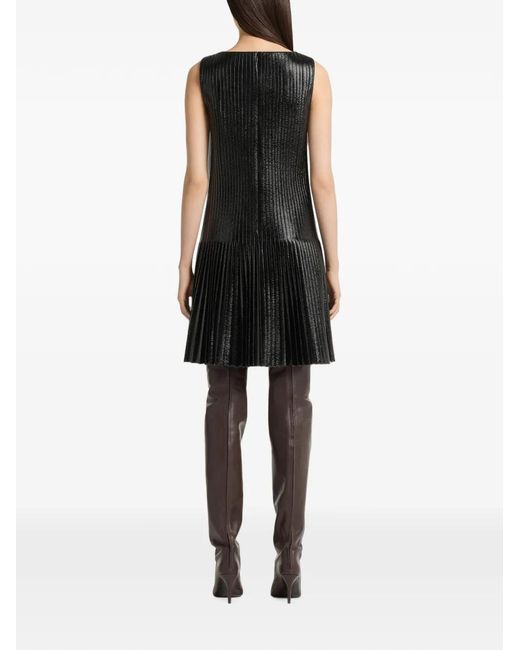 Courreges Black Pleated Vinyl Mini Dress