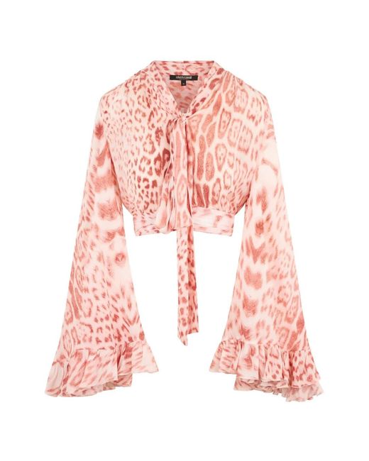 Roberto Cavalli Pink Leopard-Print Blouse