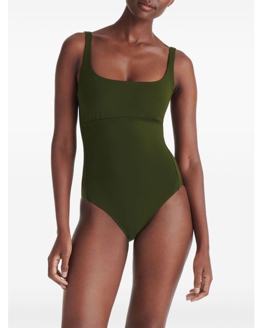 Eres Green Arnaque Square-Neck Swimsuit